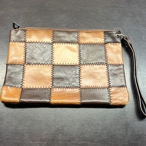 Leather Patchwork Wristlet